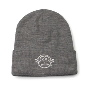'One Head' Embroidered Grey Beanie Hat