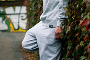 'Three Wise Monkeys' Embroidered Grey Joggers