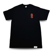 Load image into Gallery viewer, Three Wise Monkeys&#39; Small Logo Red Print - Short Sleeve Black Tee
