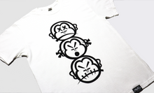 Load image into Gallery viewer, &#39;Three Wise Monkeys&#39; Large Logo - Short Sleeve White Tee
