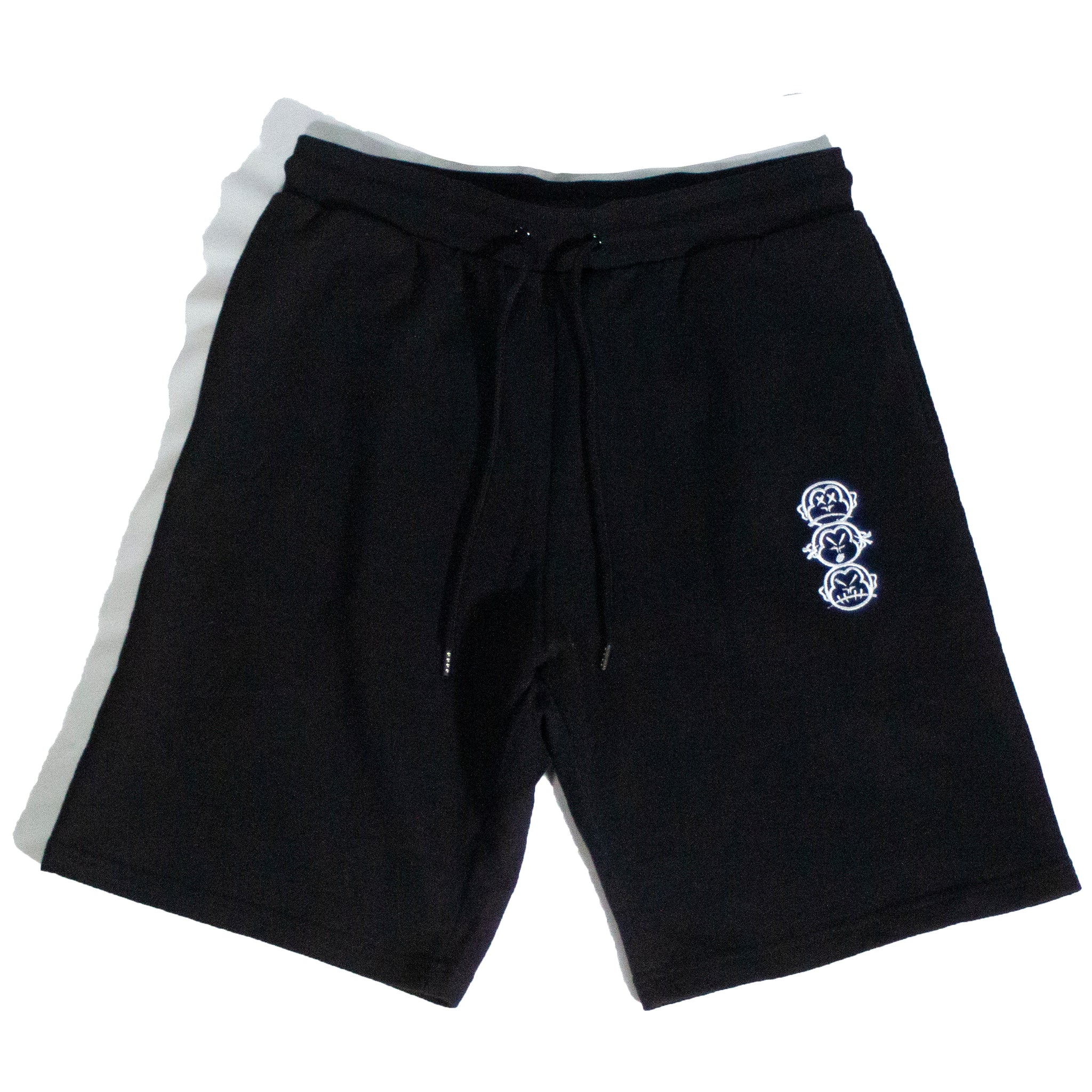 'Three Wise Monkeys' Embroidered Black Jogger Shorts. MYB Clothing Co ...