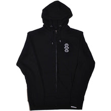 Load image into Gallery viewer, &#39;Three Wise Monkeys&#39; Embroidered Zip-Up Black Hoody
