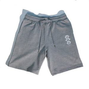 'Three Wise Monkeys' Embroidered Grey Jogger Shorts
