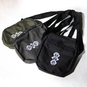 Asphalt Grey 'Three Wise Monkeys' Embroidered Flight Bag